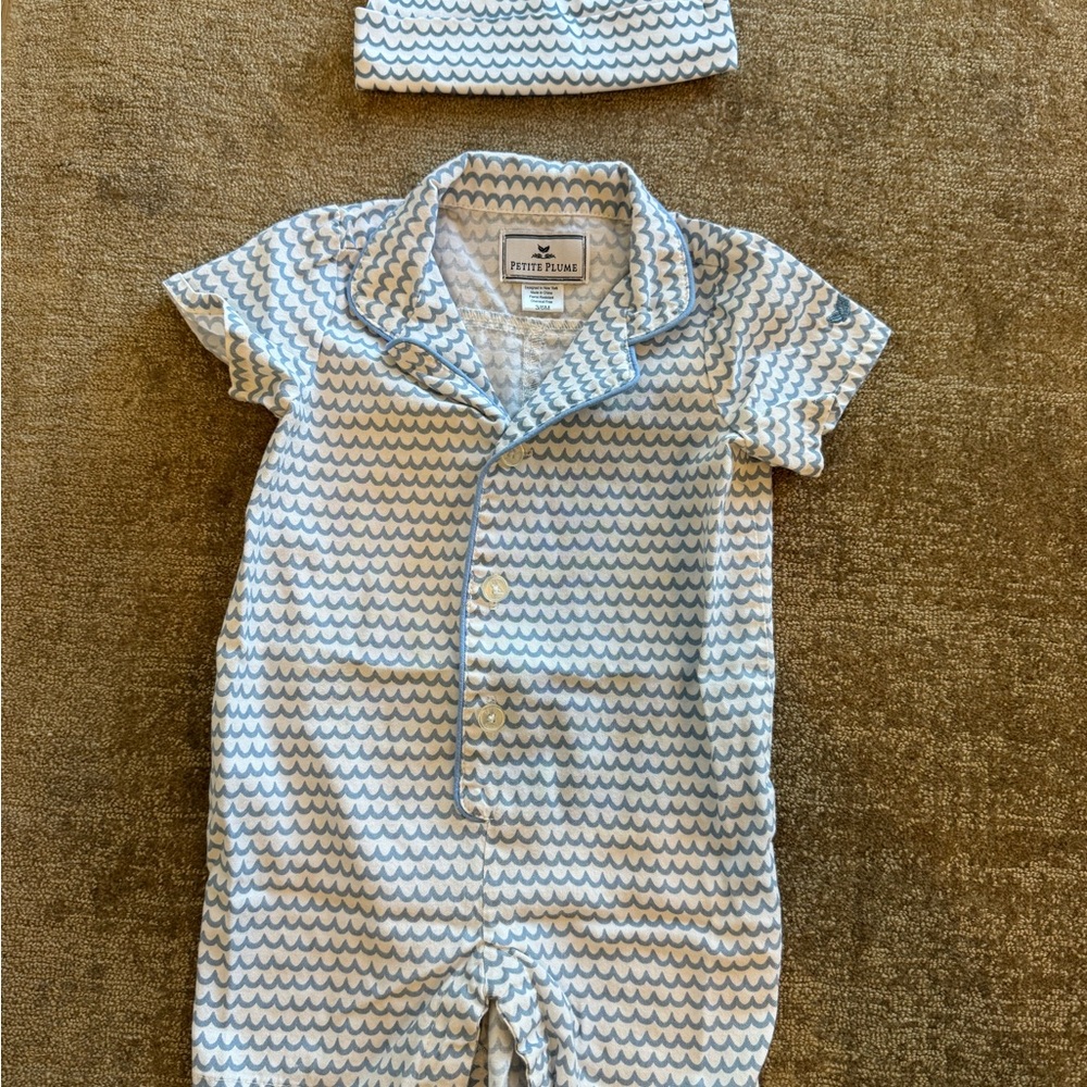 Petite Plume Blue and White Kids Pajama Set